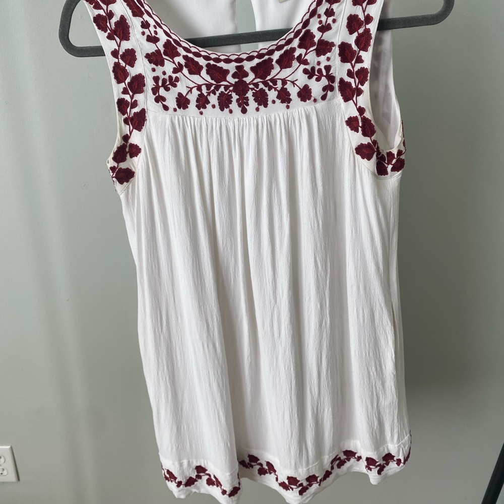 Embroidered White and Red Women's dress